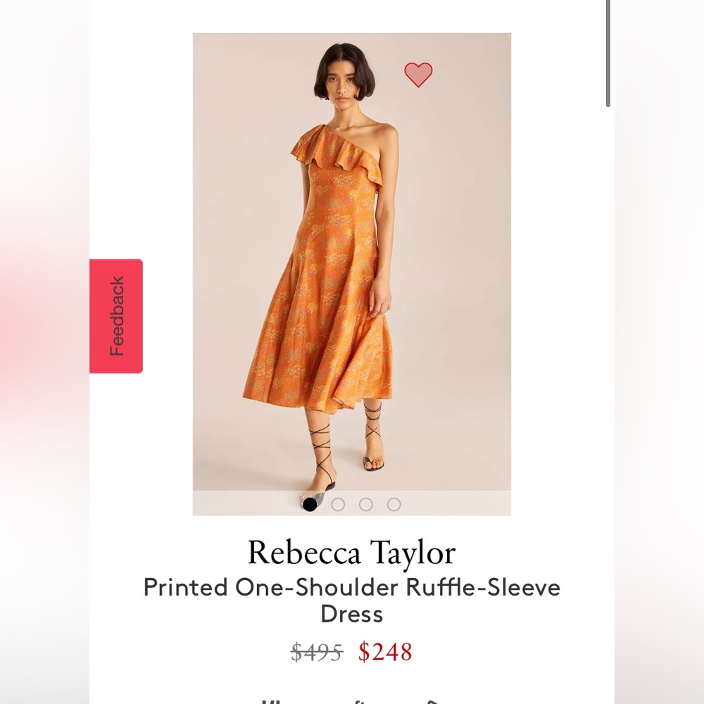 One shoulder orange & floral Rebecca Taylor dress never worn.
